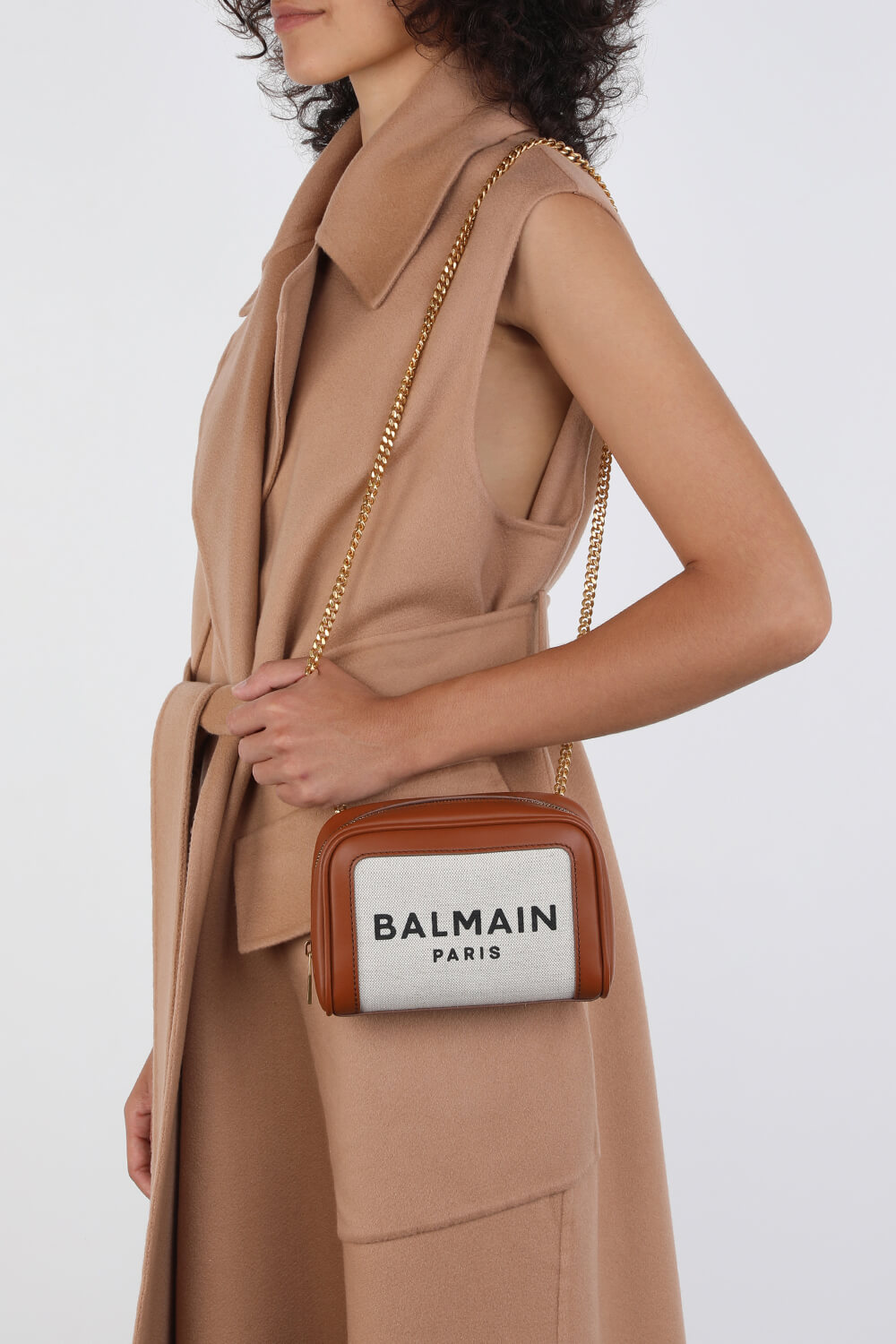 תמונת כל הלוק של Canvas Logo Mini Bag in Beige and Brown